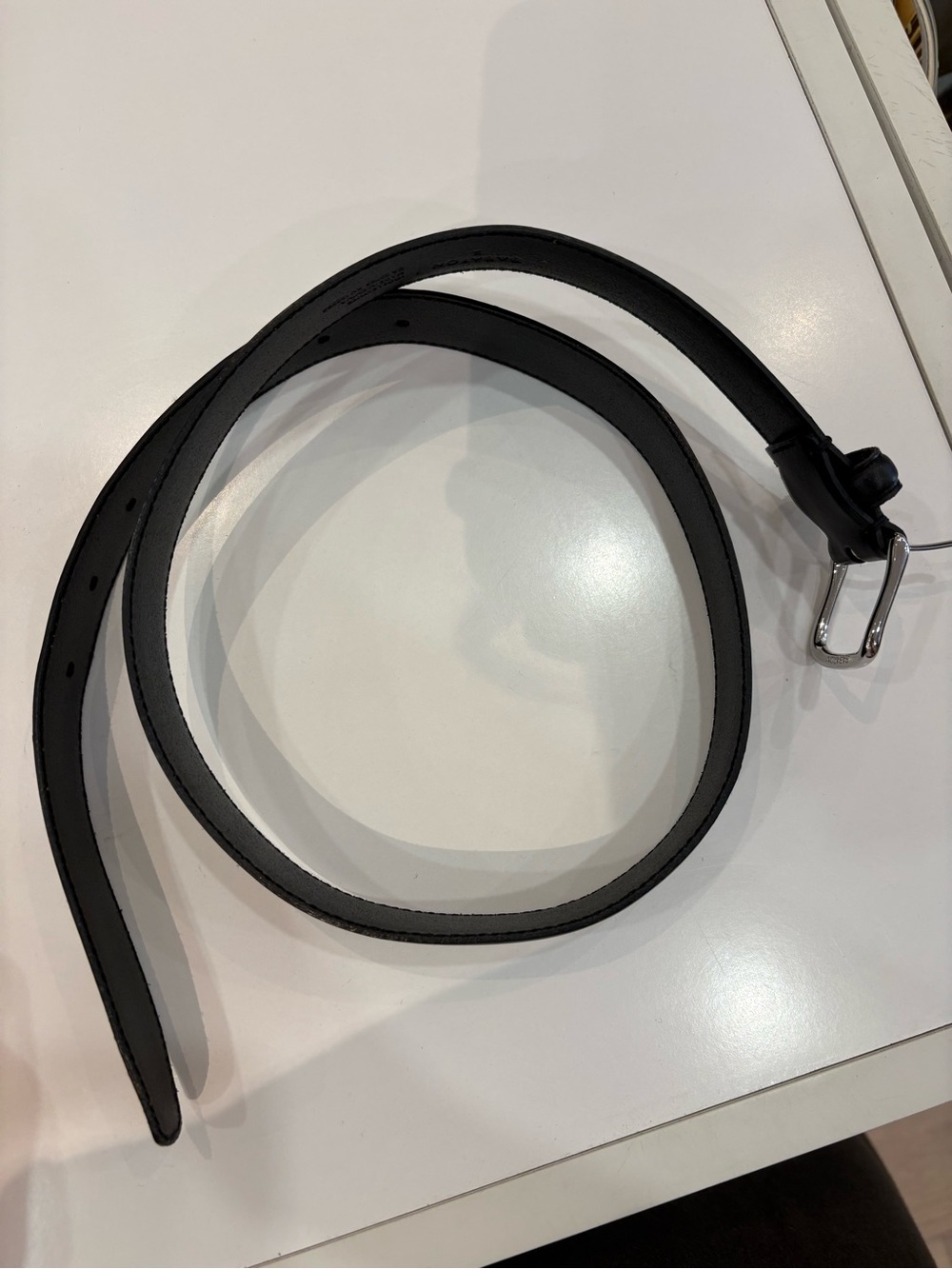Babaton Black Leather Belt with Silver Buckle